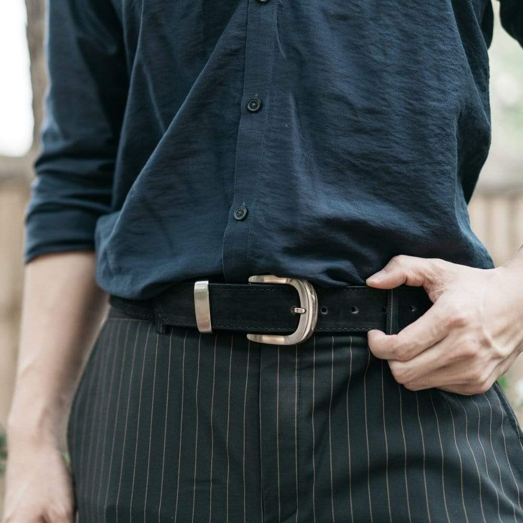 Black Suede Leather Money Belt - Atitlan Leather